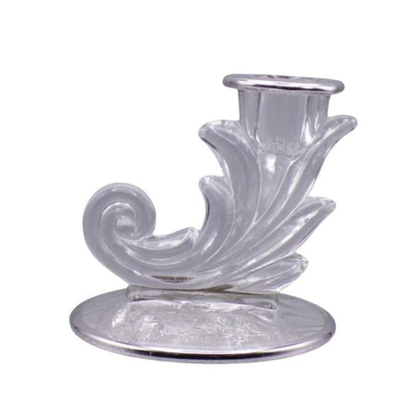 Clear Glass Candle Holders With Etched Design - Picture 2 of 10